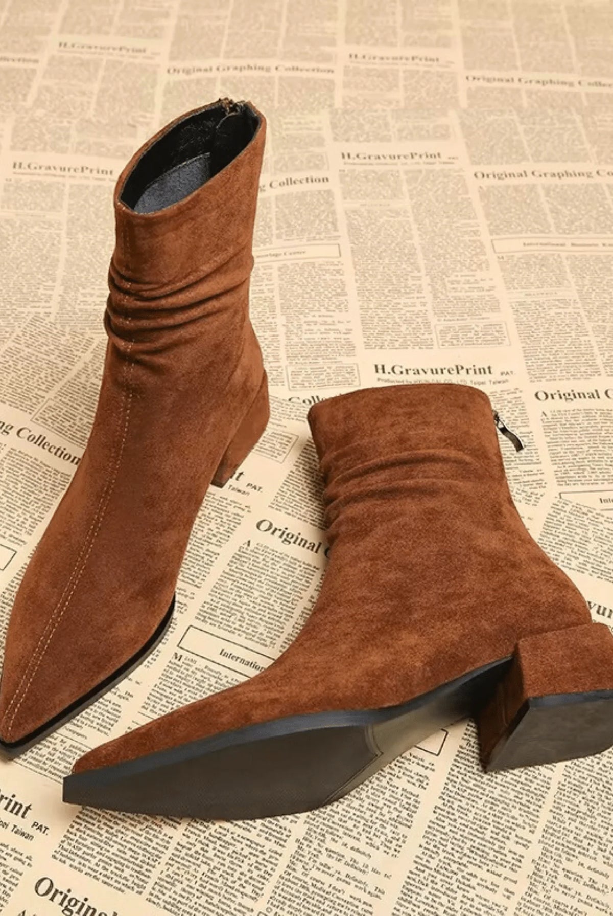 Vera Black Ankle Boots | Suede-Touch, Pointed Toe, Block Heel 1