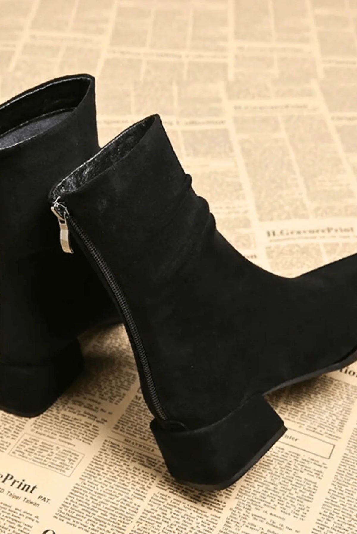 Vera Black Ankle Boots | Suede-Touch, Pointed Toe, Block Heel 4