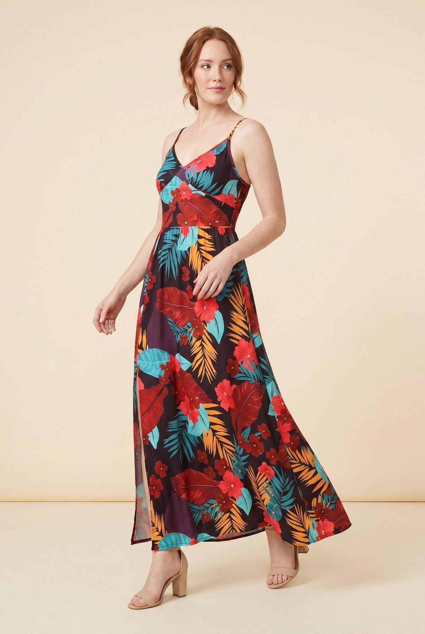 Vera Maxi Dress | Floral Print, High Waist Sleeveless Summer Wedding Guest Dress 1
