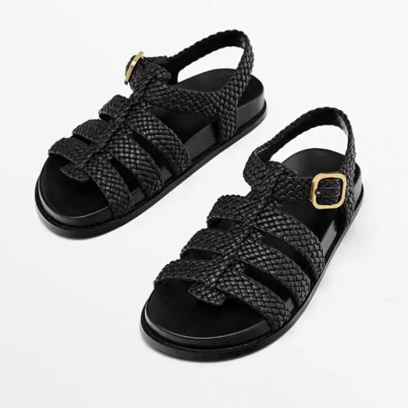 Vera Woven Sandals for Women | Handwoven Leather, Adjustable Ankle Buckle 2