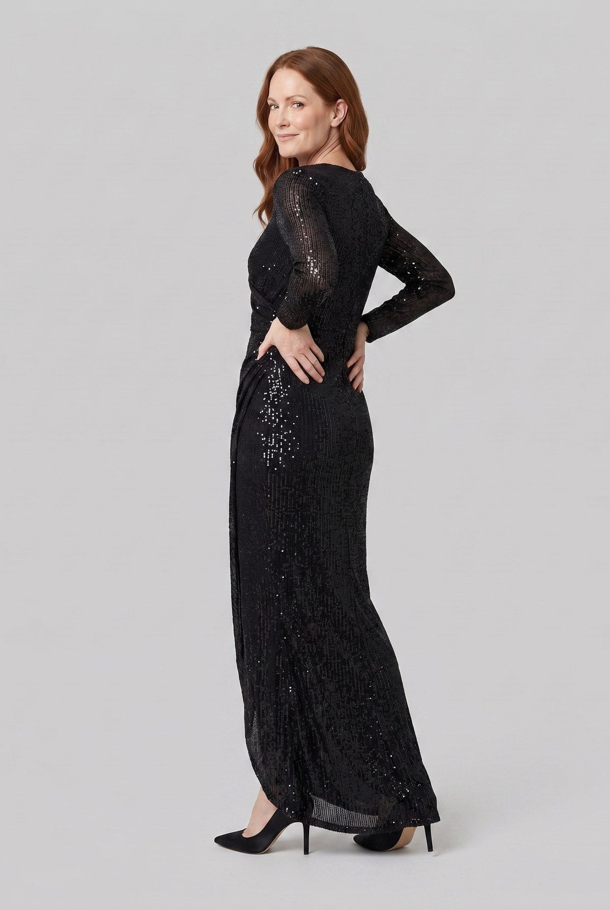 Vesper sequin evening gown with thigh-high slit 2