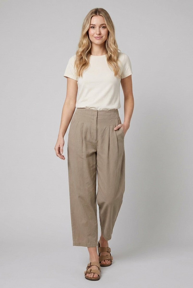 Willa Wide Leg Trousers | Cotton-Linen Blend, Sculpted Harem-Cut 1