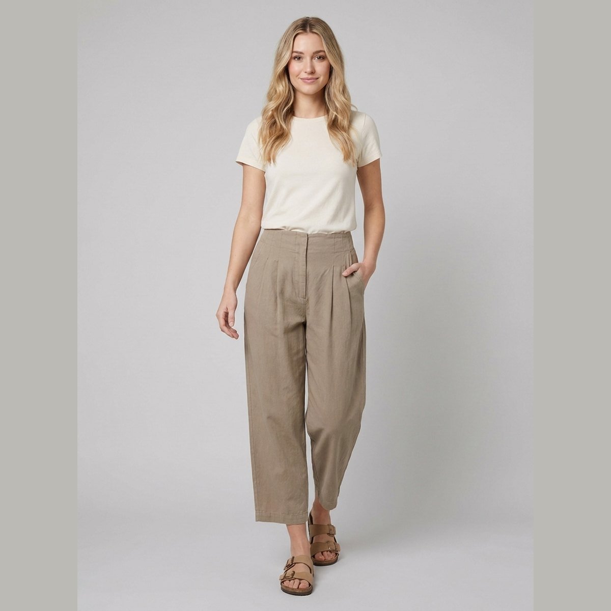 Willa Wide Leg Trousers | Cotton-Linen Blend, Sculpted Harem-Cut 1