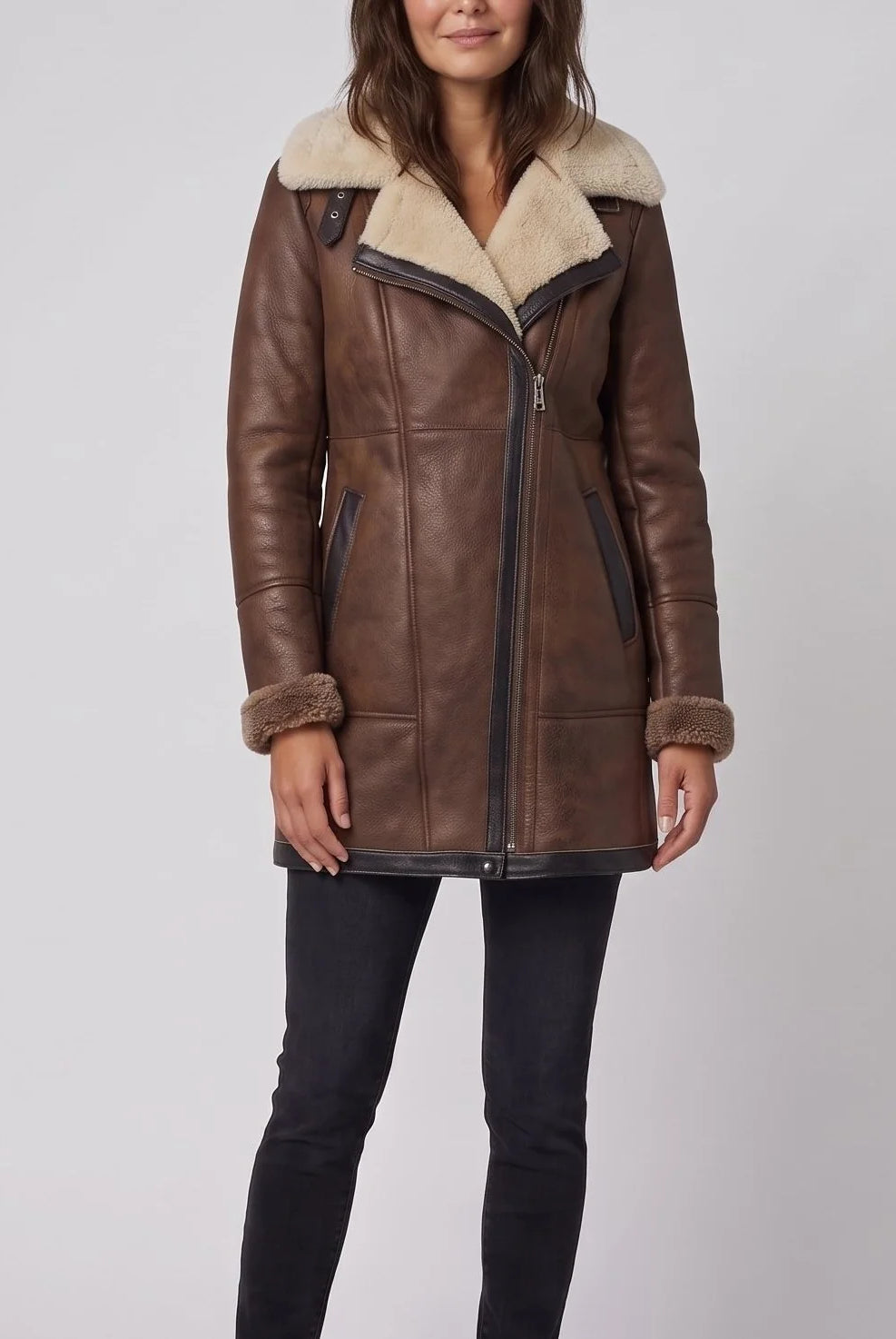 Willa Women's Winter Coat | Tailored Wool, Contrast Collar 1