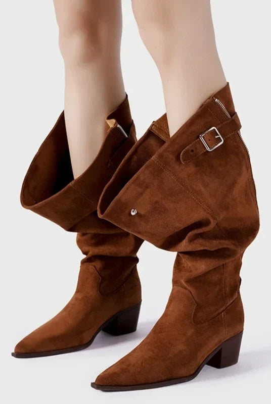 Winslow Cowgirl Boots | Slouch Shaft, Pointed Toe, Suede-Touch 2