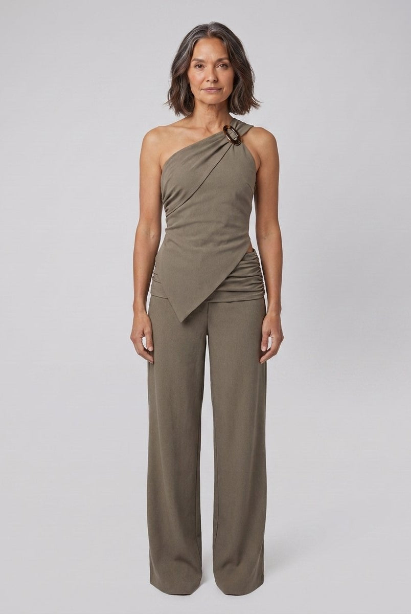 Wren One-Shoulder Top | Woven Fabric, Asymmetric Hem, Trendy Womens Top for Going Out 0
