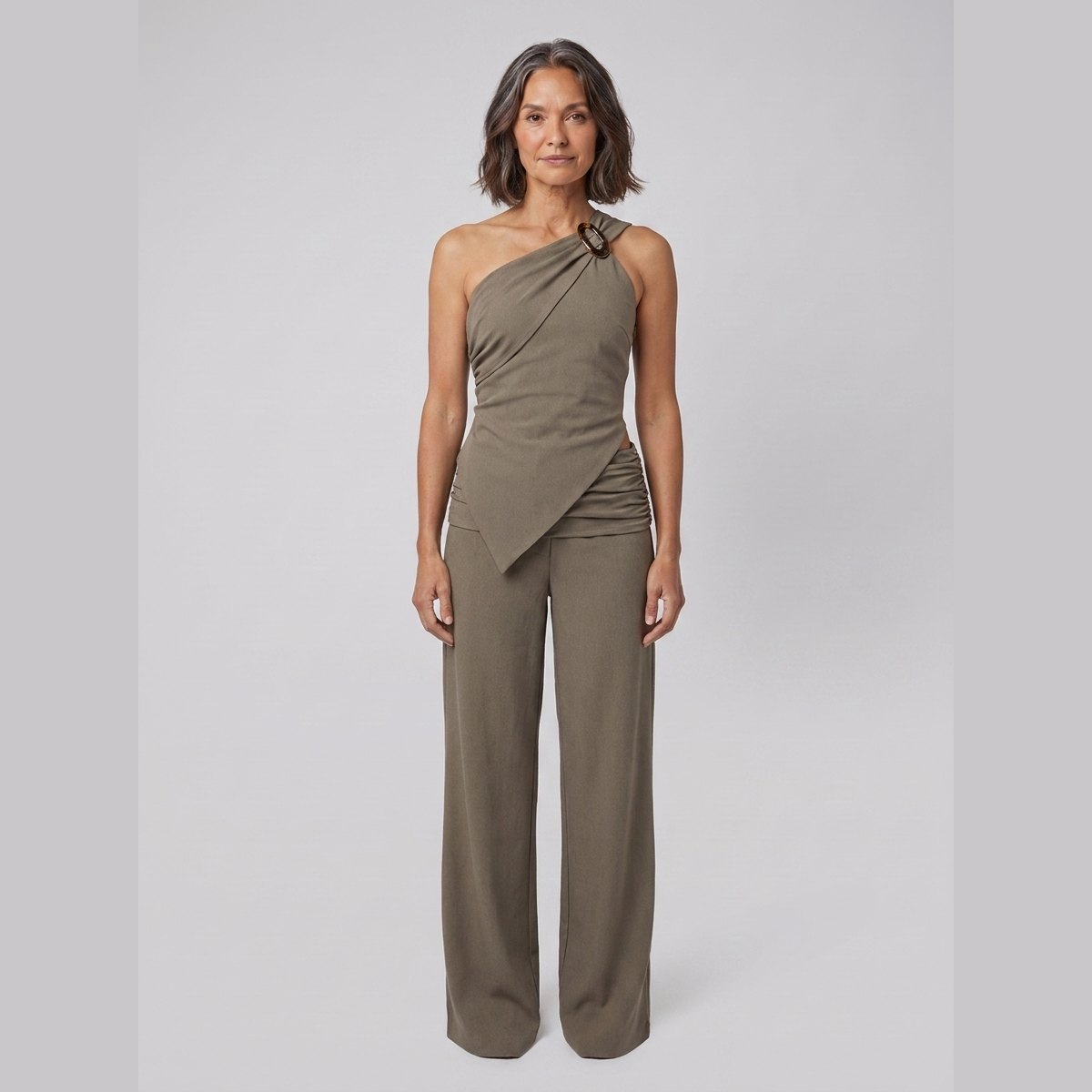 Wren One-Shoulder Top | Woven Fabric, Asymmetric Hem, Trendy Womens Top for Going Out 0