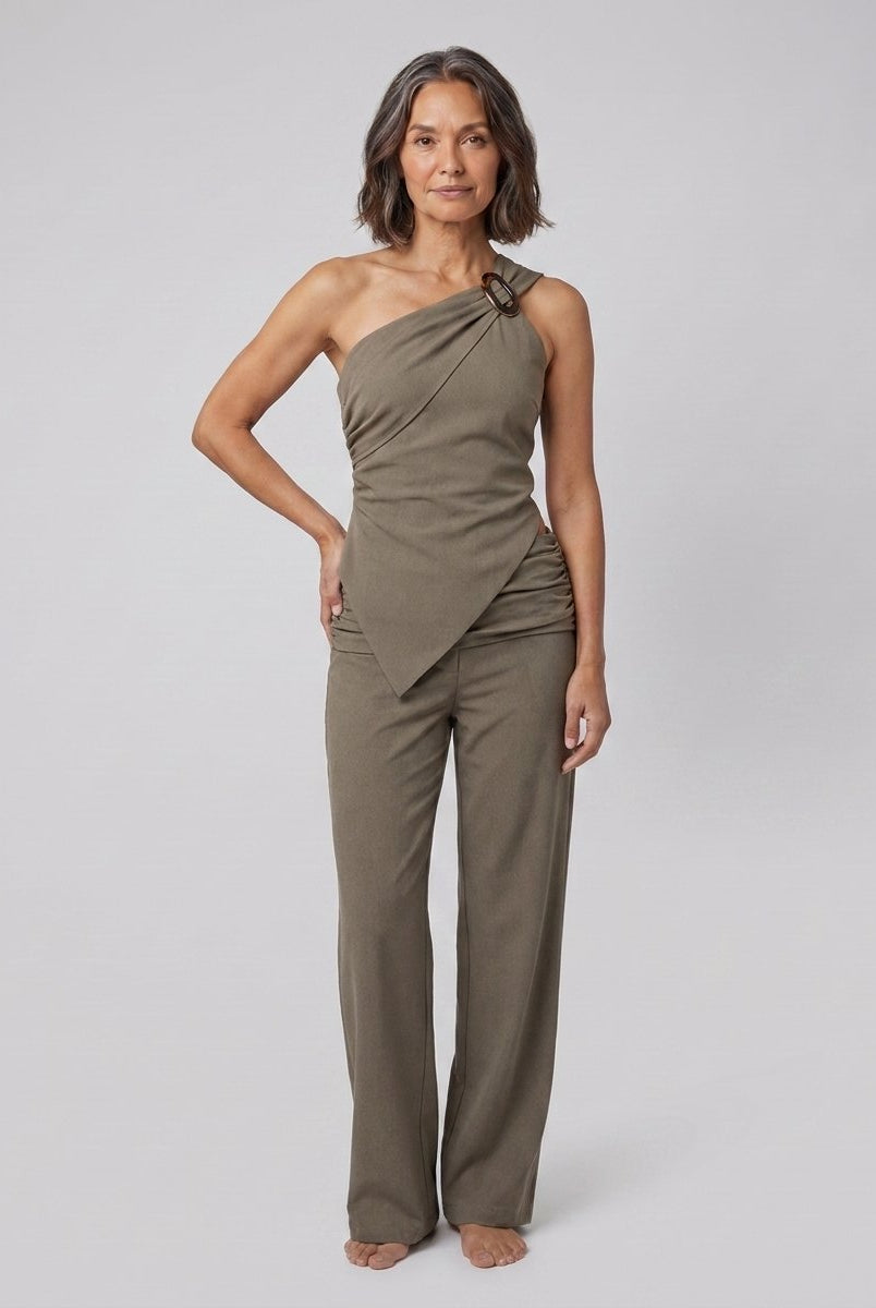 Wren One-Shoulder Top | Woven Fabric, Asymmetric Hem, Trendy Womens Top for Going Out 1