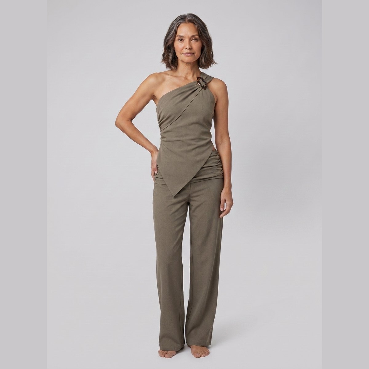 Wren One-Shoulder Top | Woven Fabric, Asymmetric Hem, Trendy Womens Top for Going Out 1