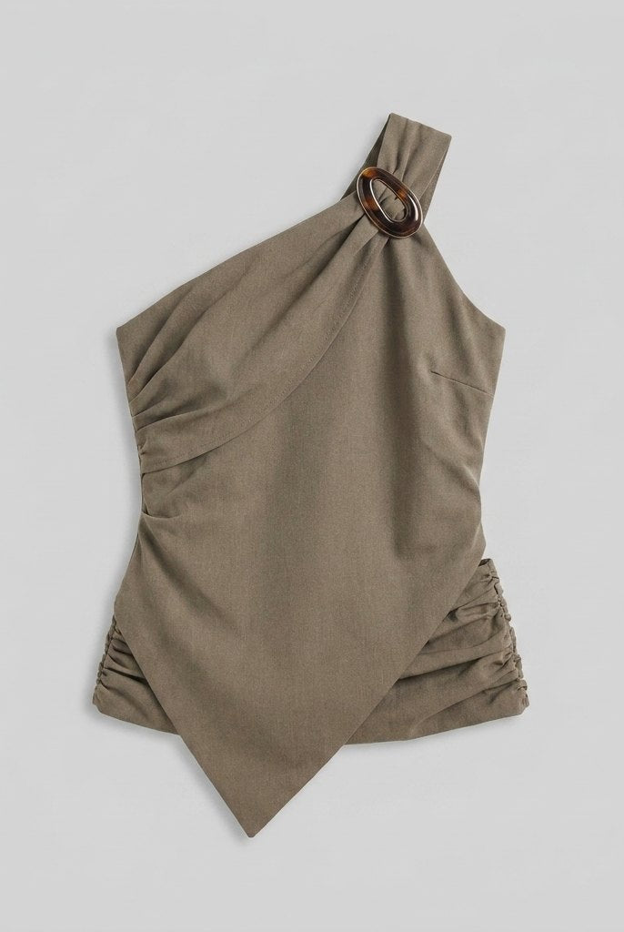 Wren One-Shoulder Top | Woven Fabric, Asymmetric Hem, Trendy Womens Top for Going Out 4