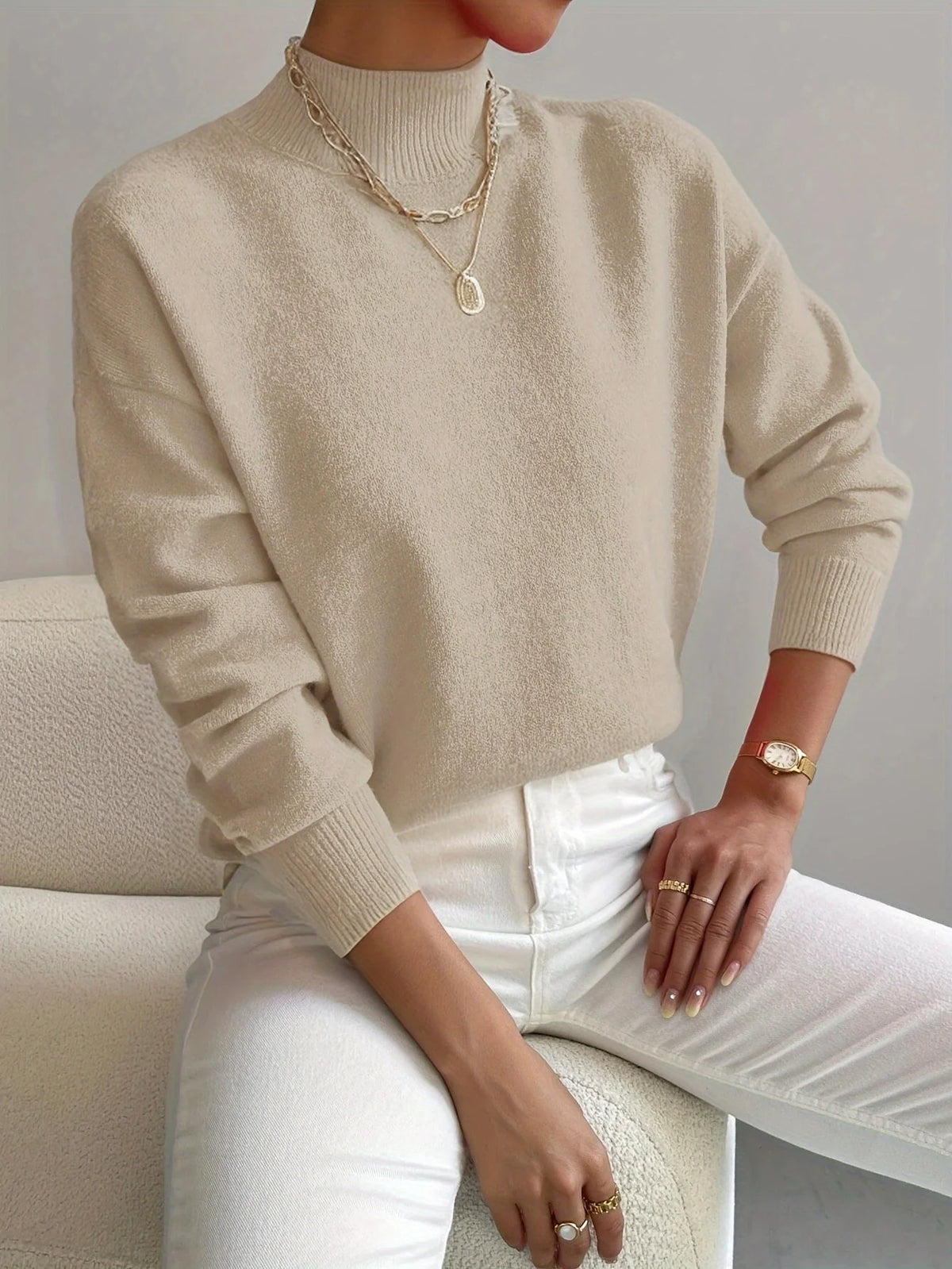 Yara Knit Sweater for Women | High Collar, Soft Fabric, Multiple Colors 3