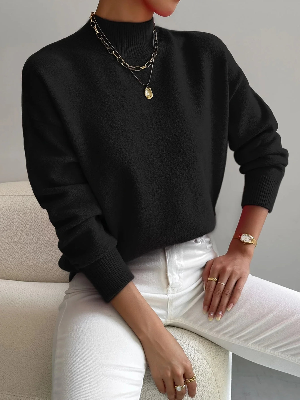 Yara Knit Sweater for Women | High Collar, Soft Fabric, Multiple Colors 4
