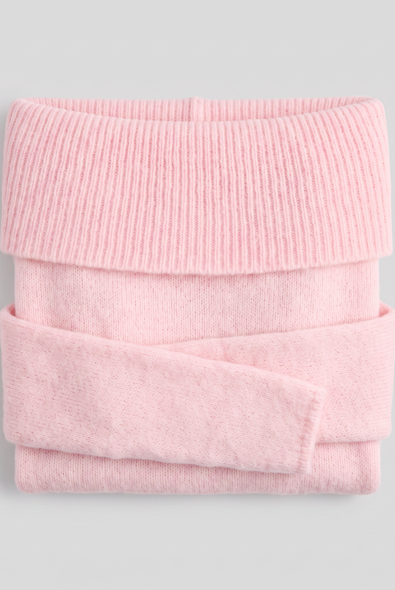 Clara off-shoulder knit top in pink, flat lay product shot
