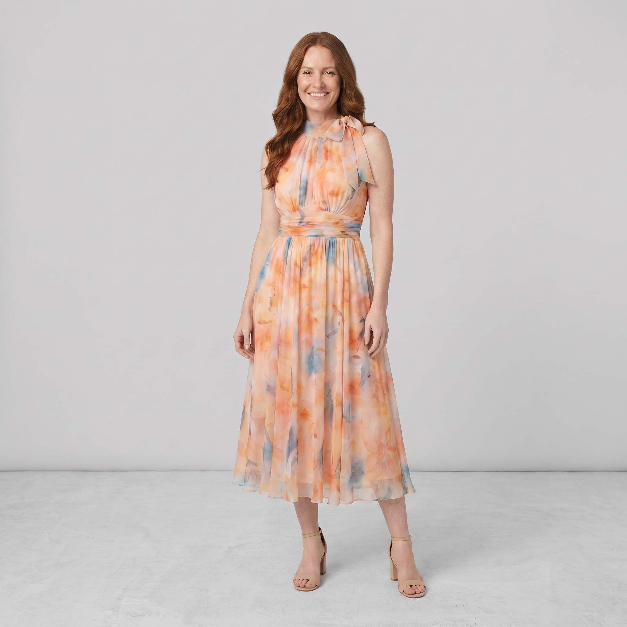 Elysian Midi Dress angled view on model