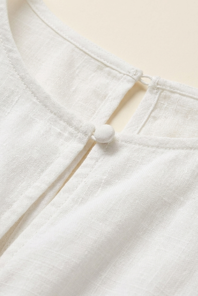 Citrine Cotton Midi Dress White - fabric close-up detail