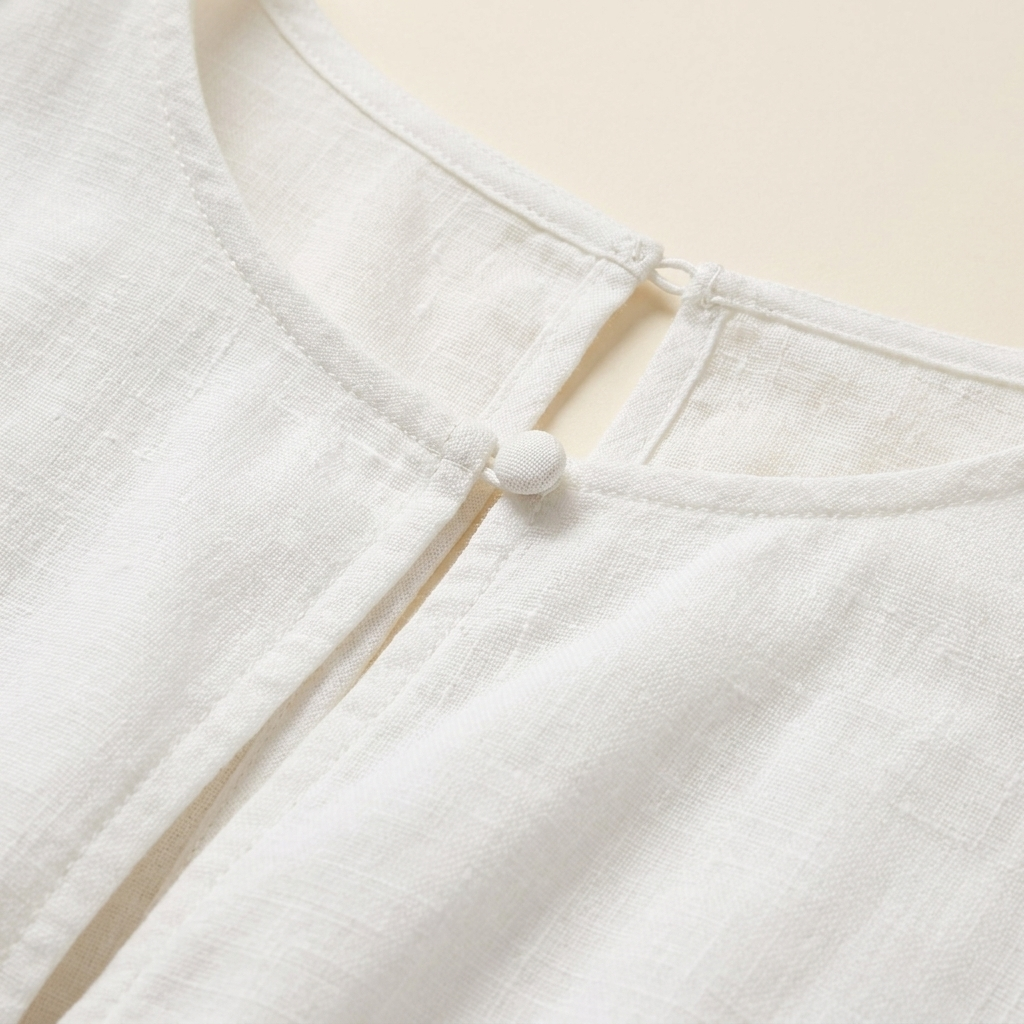 Citrine Cotton Midi Dress White - fabric close-up detail