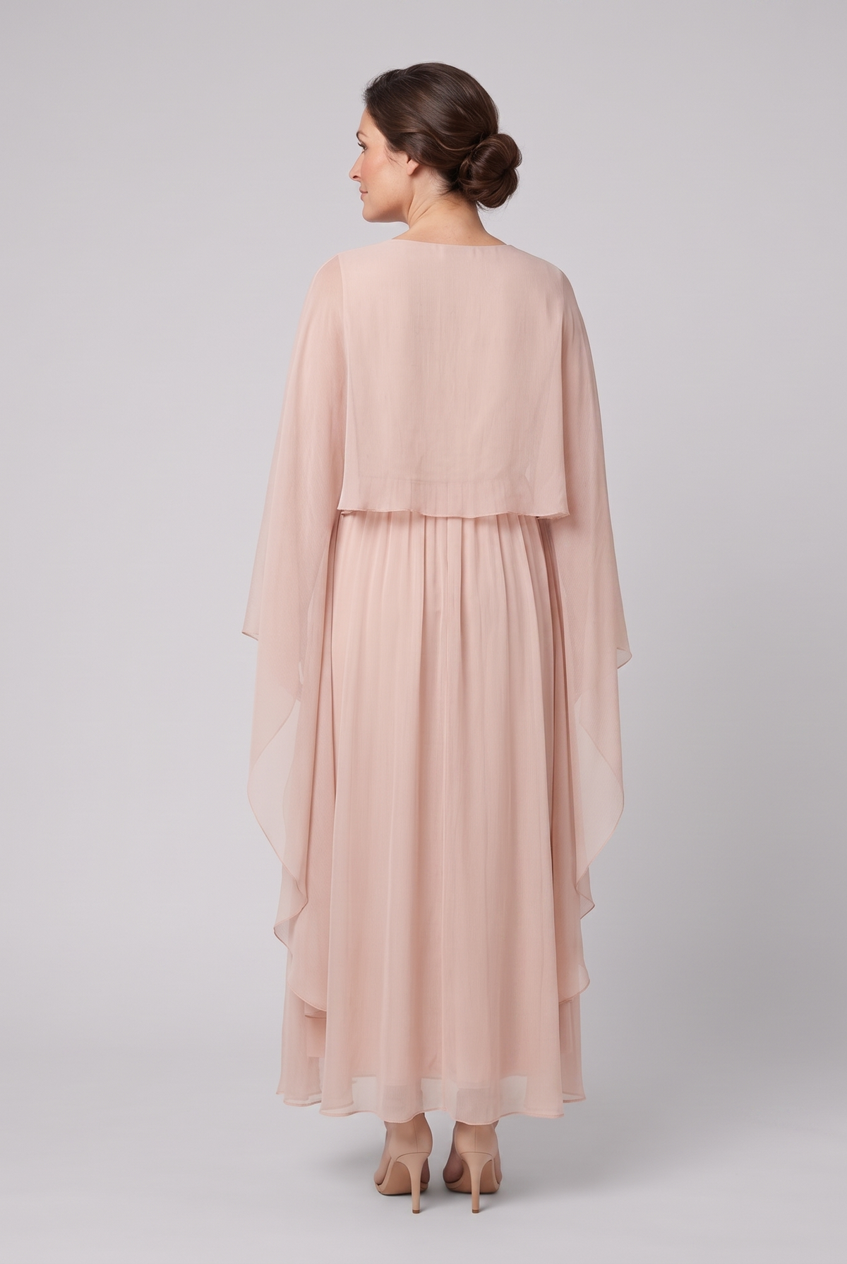 Cora Chiffon Maxi Dress Pink - back view on model