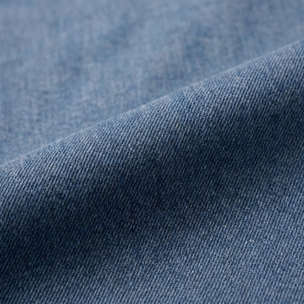 Dazzle Midi Dress - steel blue denim fabric close-up