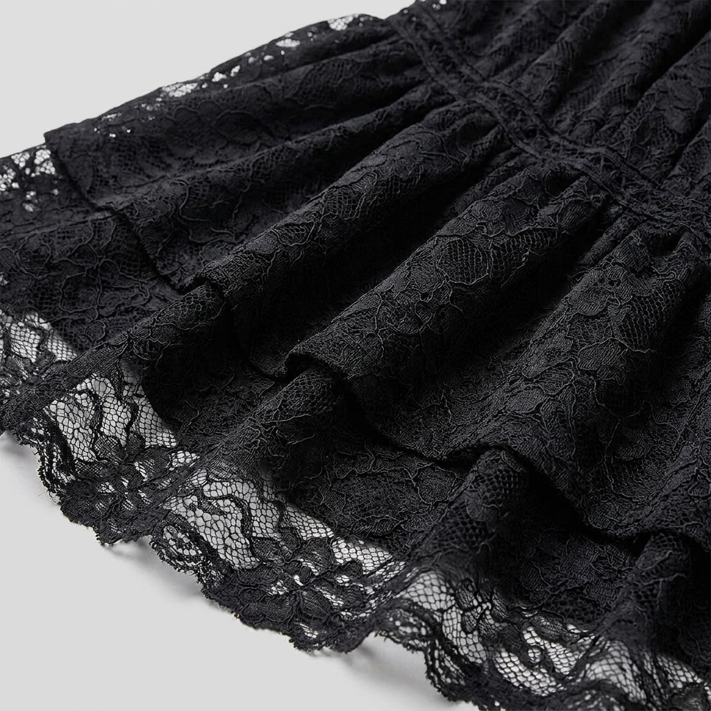 Hera Lace Dress black lace fabric close-up detail