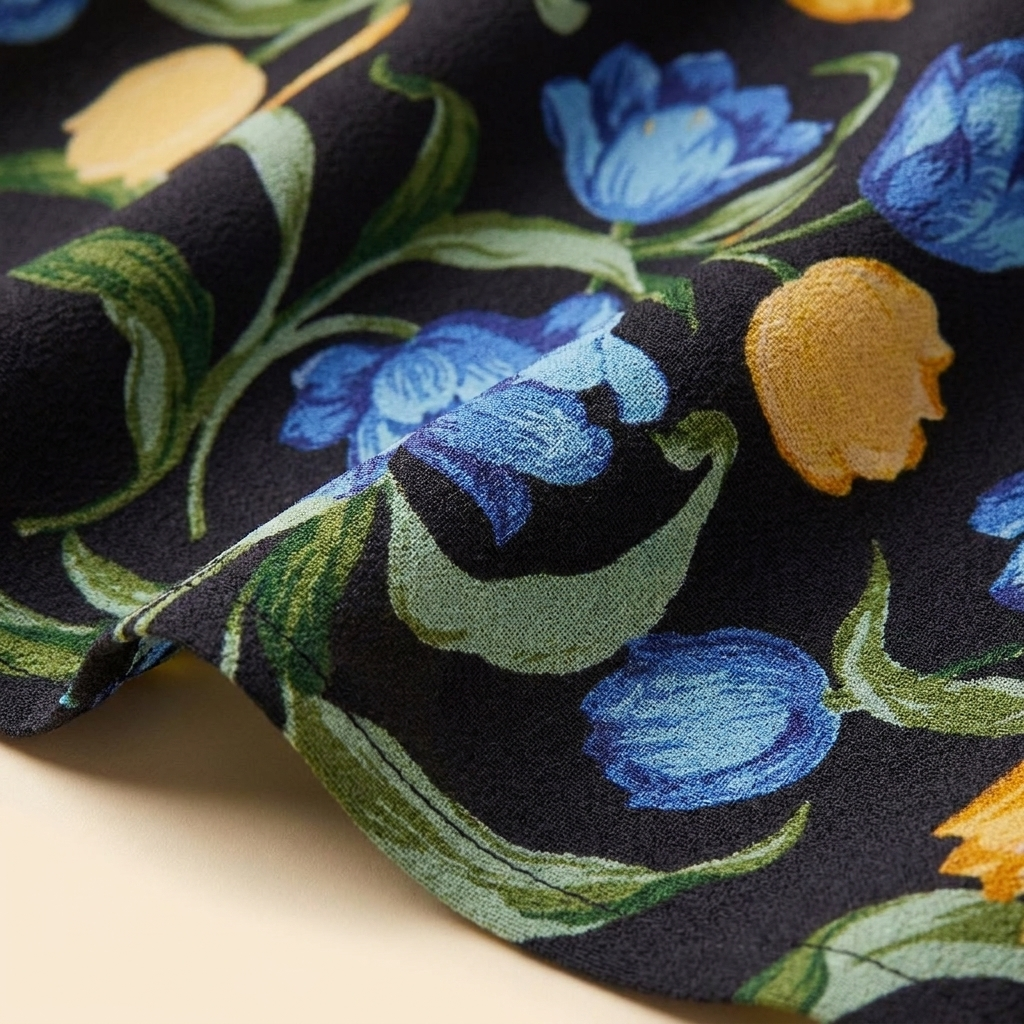 Ivy Summer Dress black floral print fabric close-up detail