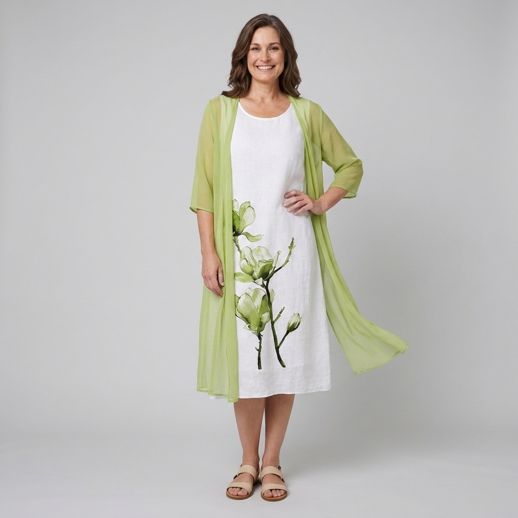 Fleur Midi Dress Set Light Green - front view