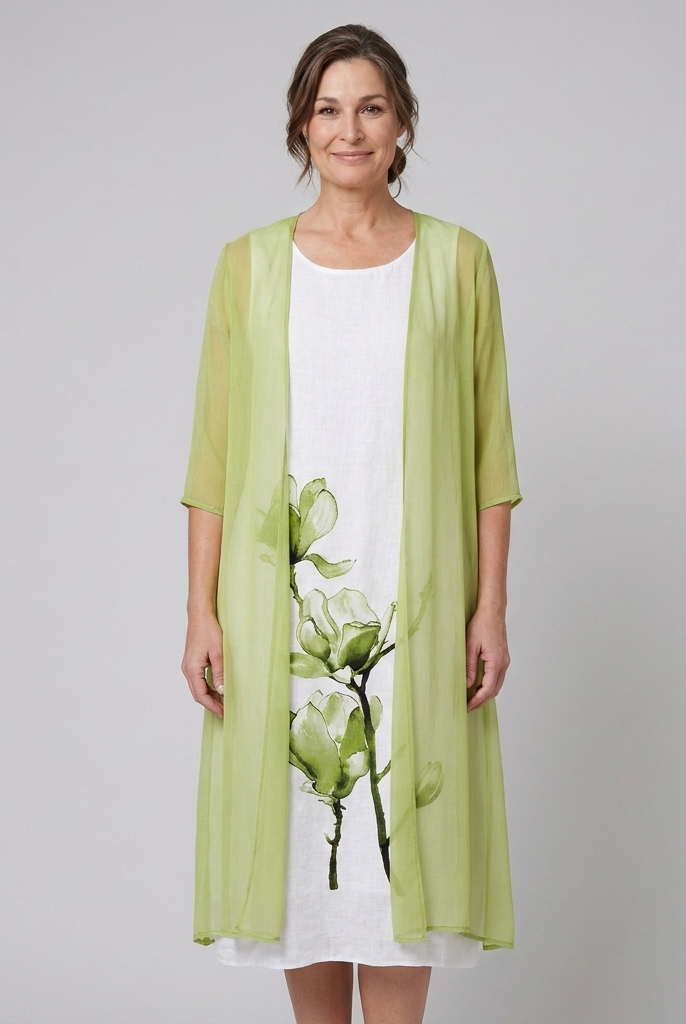 Fleur Midi Dress Set Light Green - front pose