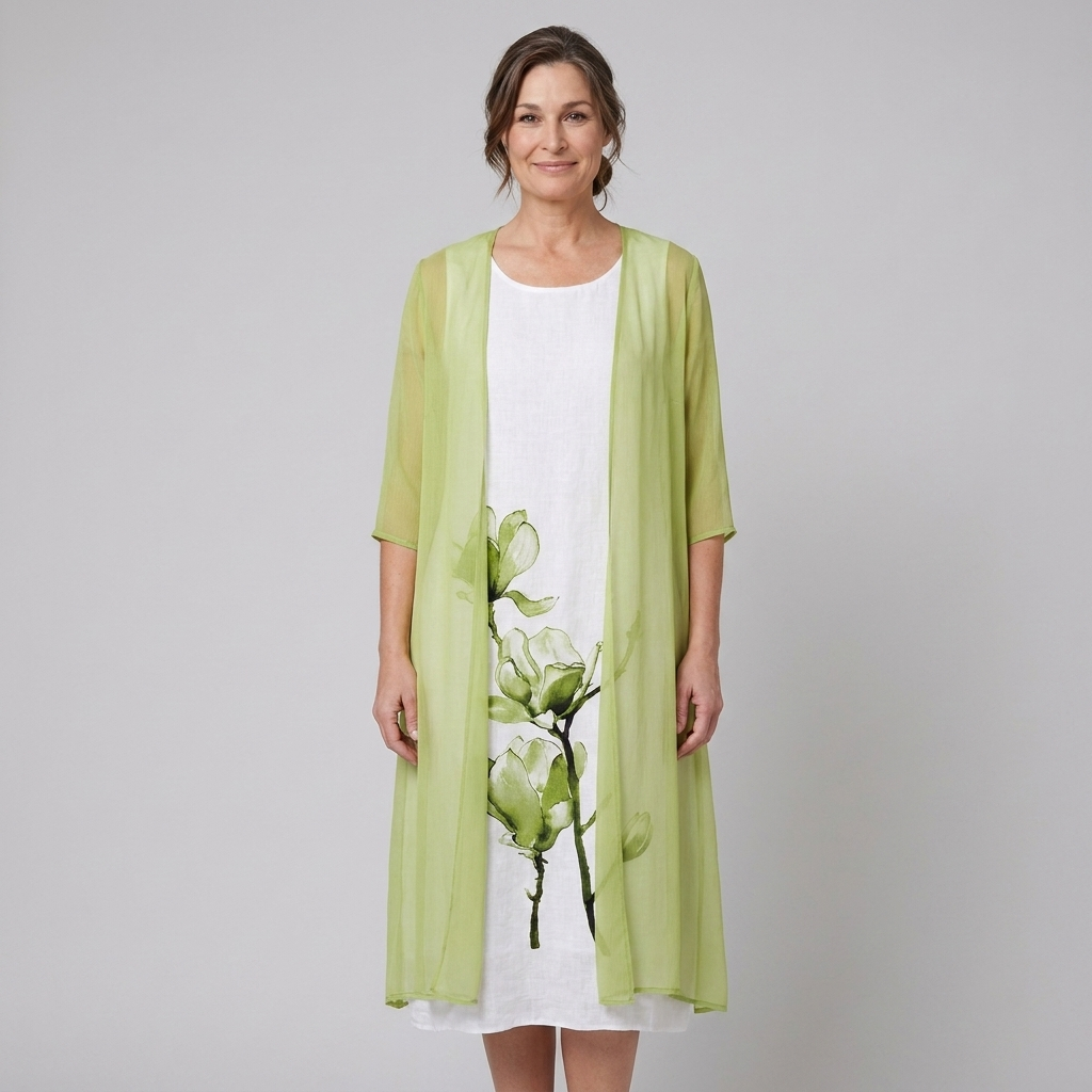Fleur Midi Dress Set Light Green - front pose