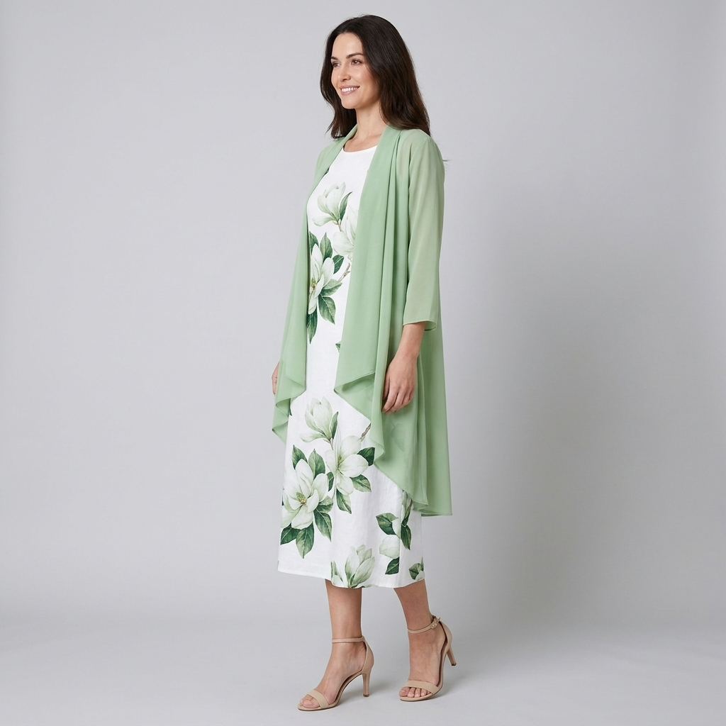 Fleur Midi Dress Set Light Green - side angle