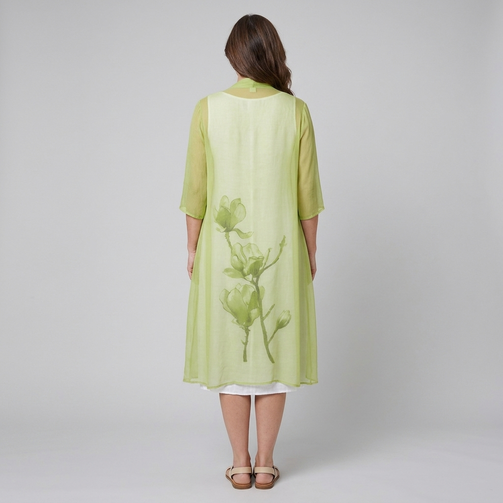 Fleur Midi Dress Set Light Green - back view