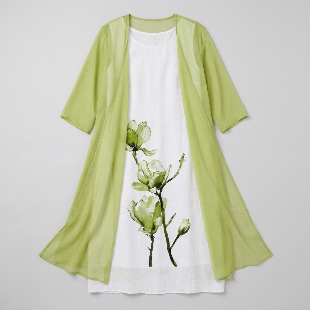 Fleur Midi Dress Set Light Green - flat lay product