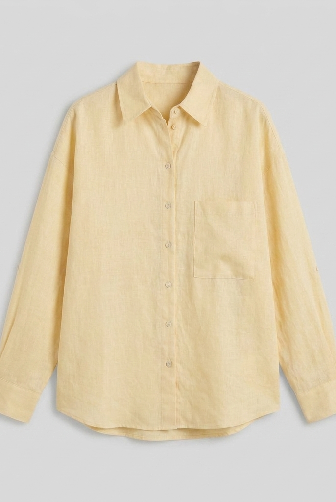 Lino Classic Shirt in Yellow - Product Flat Lay