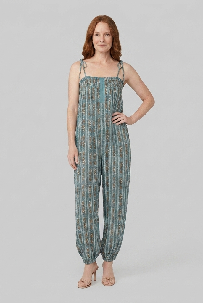 Elysian Womens Romper in Blue - Front View