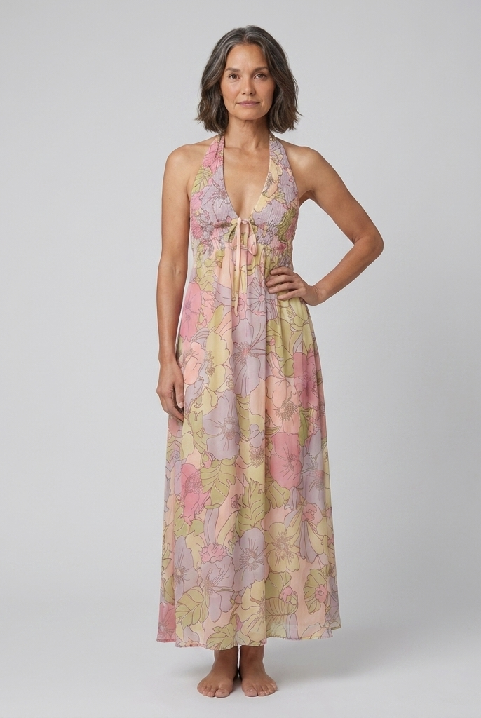 Fiona Maxi Dress in Garden Print - Front View
