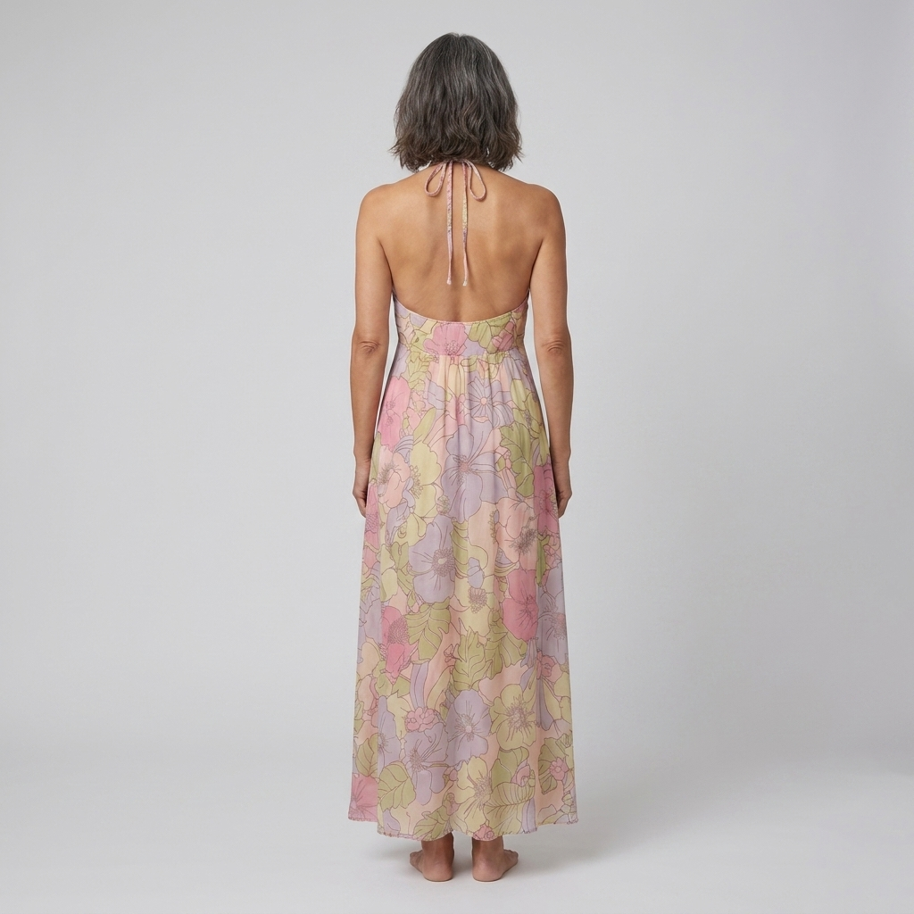 Fiona Maxi Dress in Garden Print - Back View