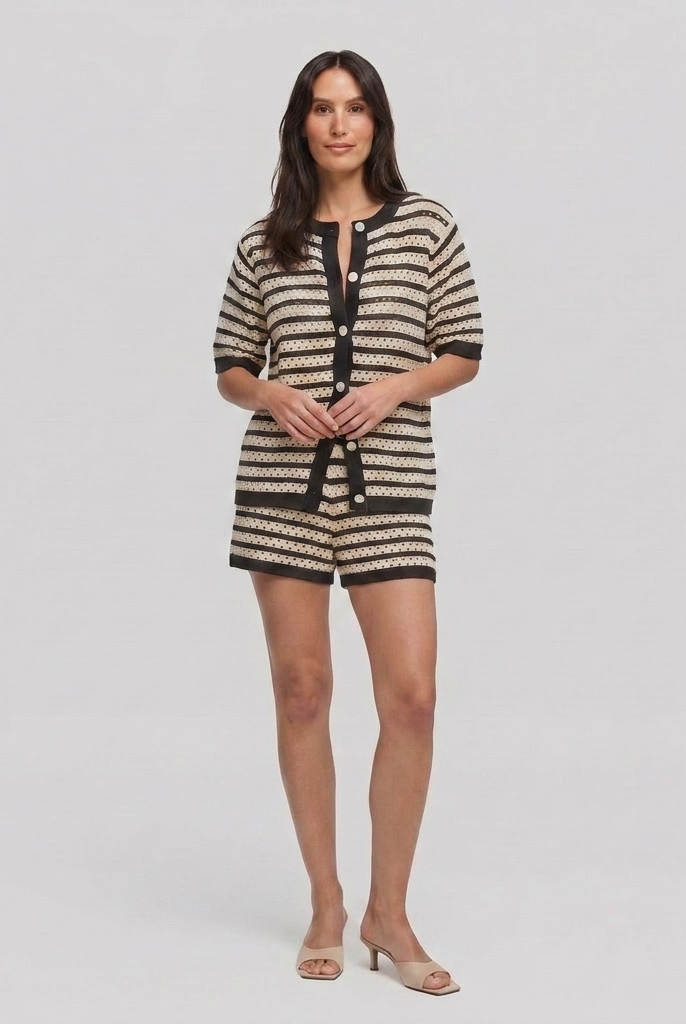 Sola Knitted Co Ord Set Black - Front Pose B
