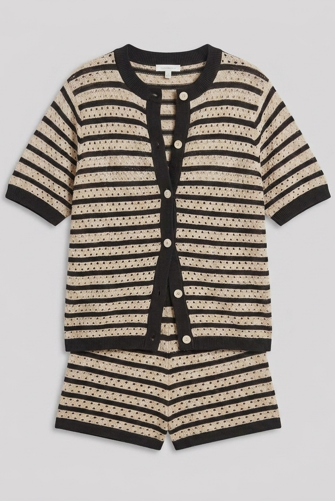 Sola Knitted Co Ord Set Black - Product Flat Lay