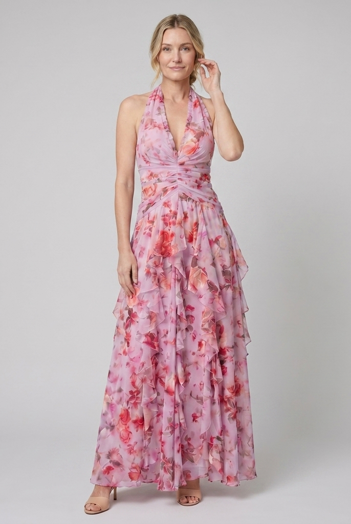 Nora Maxi Dress Pink - Front Pose B