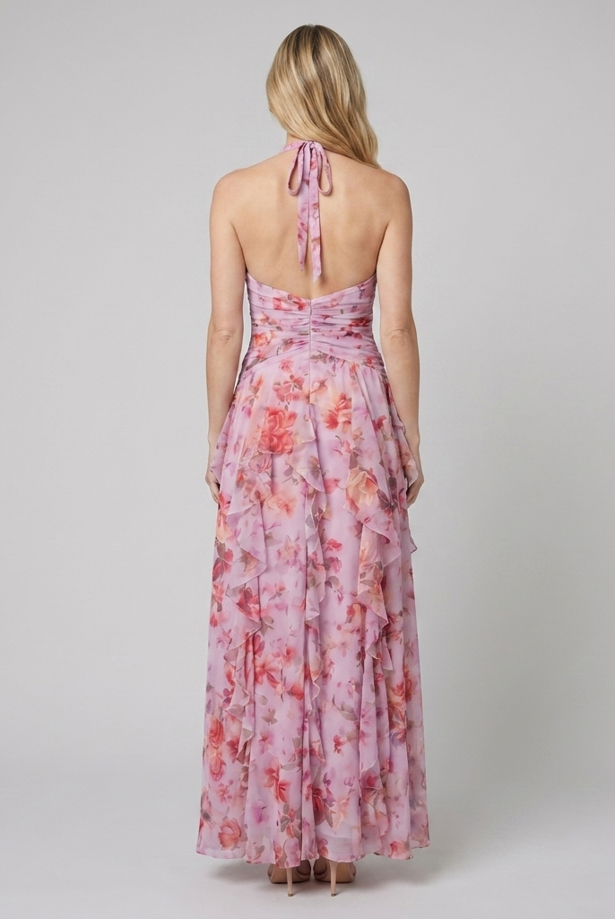 Nora Maxi Dress Pink - Back View
