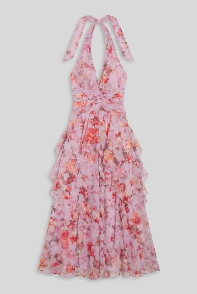 Nora Maxi Dress Pink - Product Flat Lay