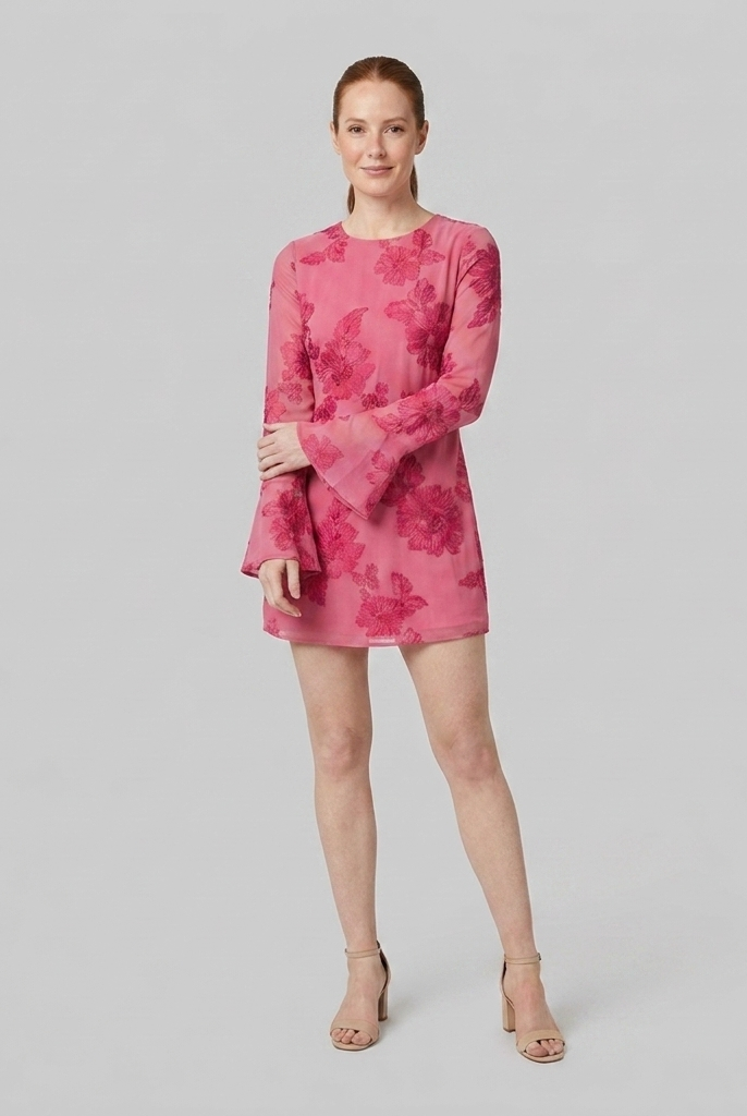 Alyra Midi Dress Rose Red - Front Pose B