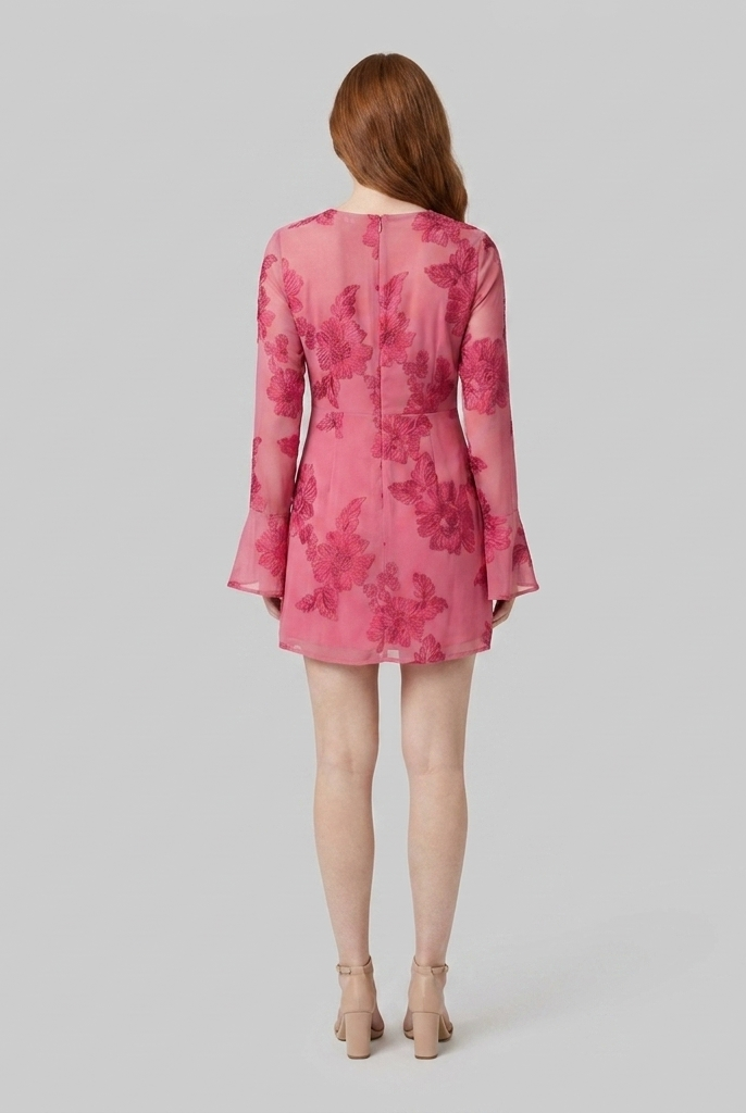 Alyra Midi Dress Rose Red - Back View