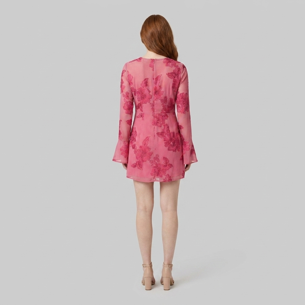 Alyra Midi Dress Rose Red - Back View