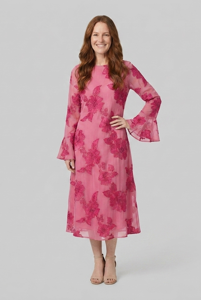 Alyra Midi Dress White - Front View