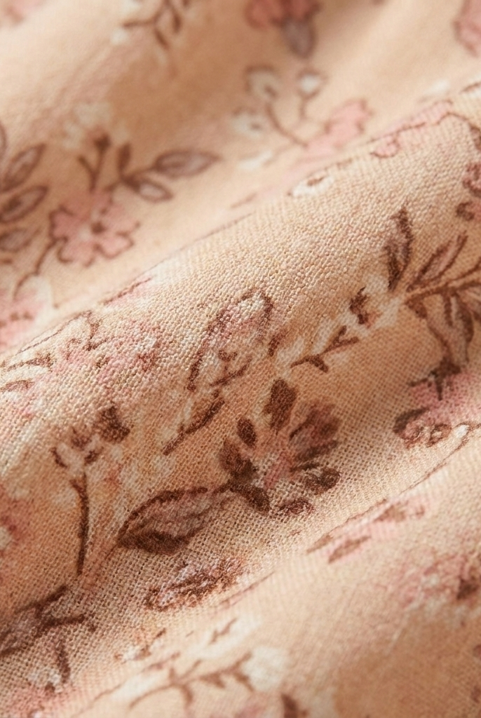 Women's Beige Floral Playsuit V-Neck - Fabric Close-Up