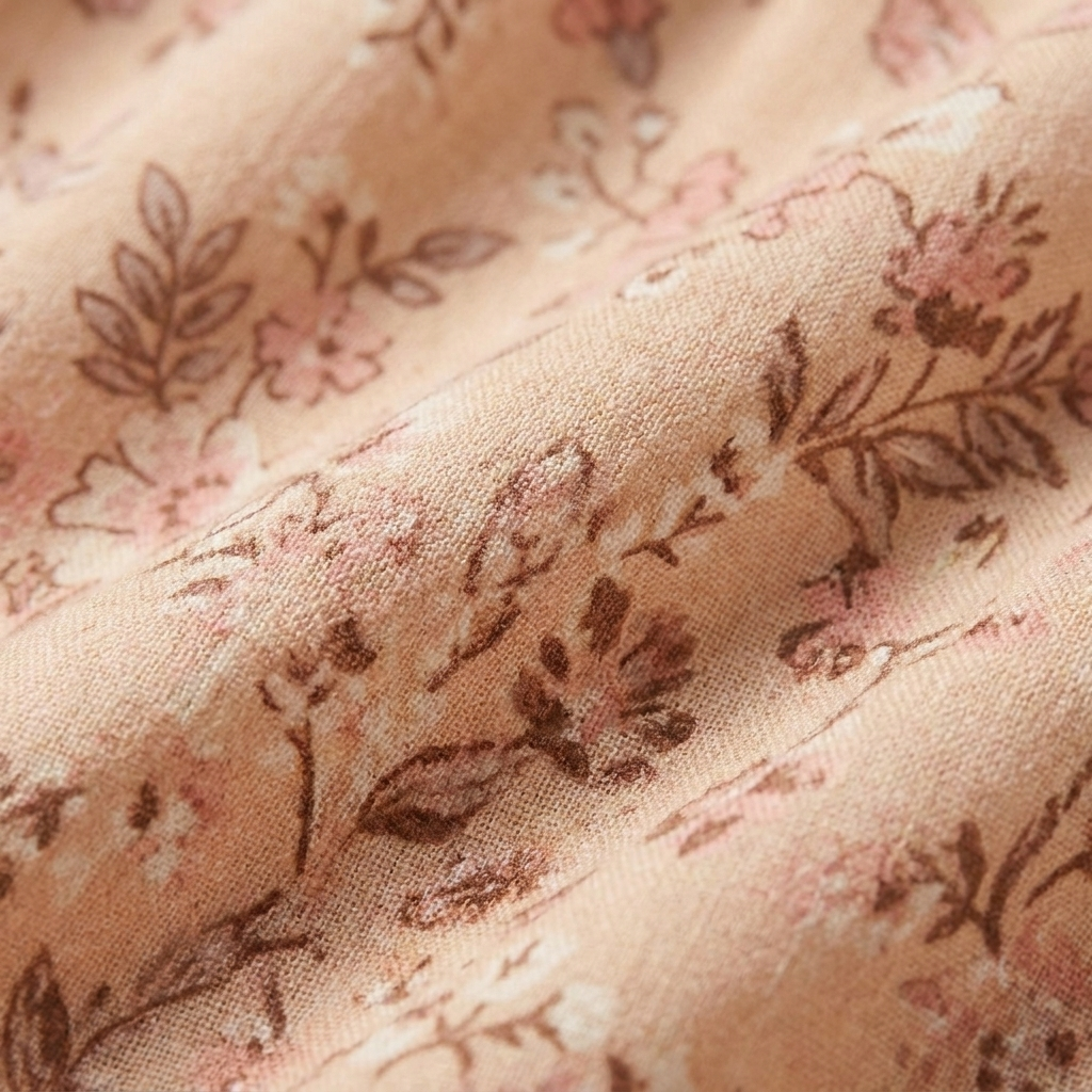 Women's Beige Floral Playsuit V-Neck - Fabric Close-Up