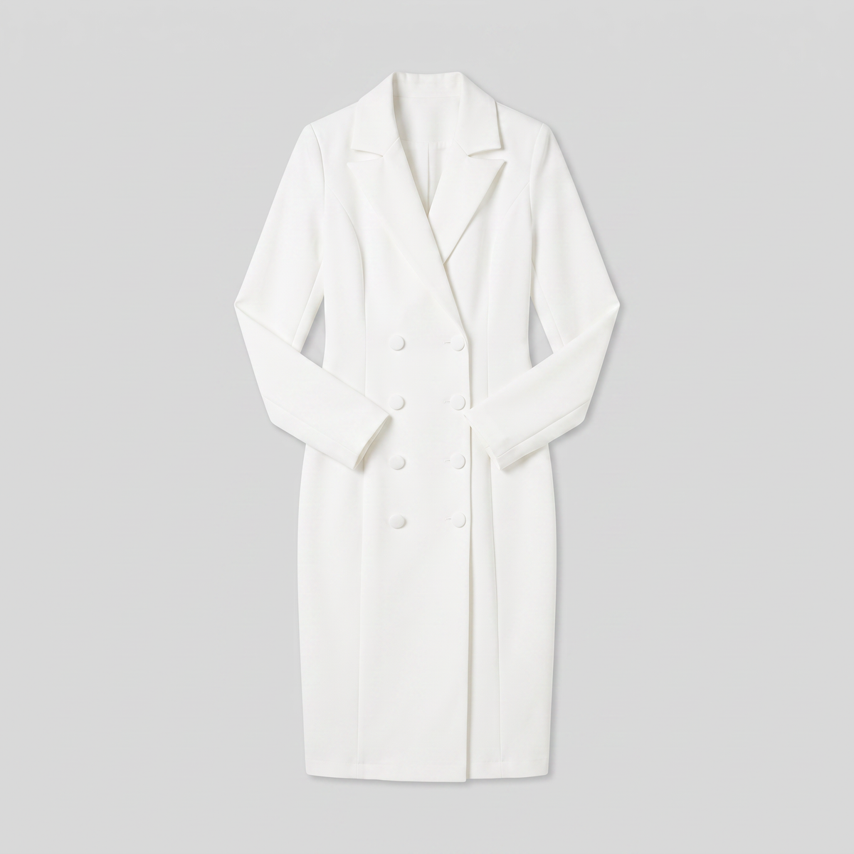 Imara tailored blazer midi dress in white, flat lay product shot