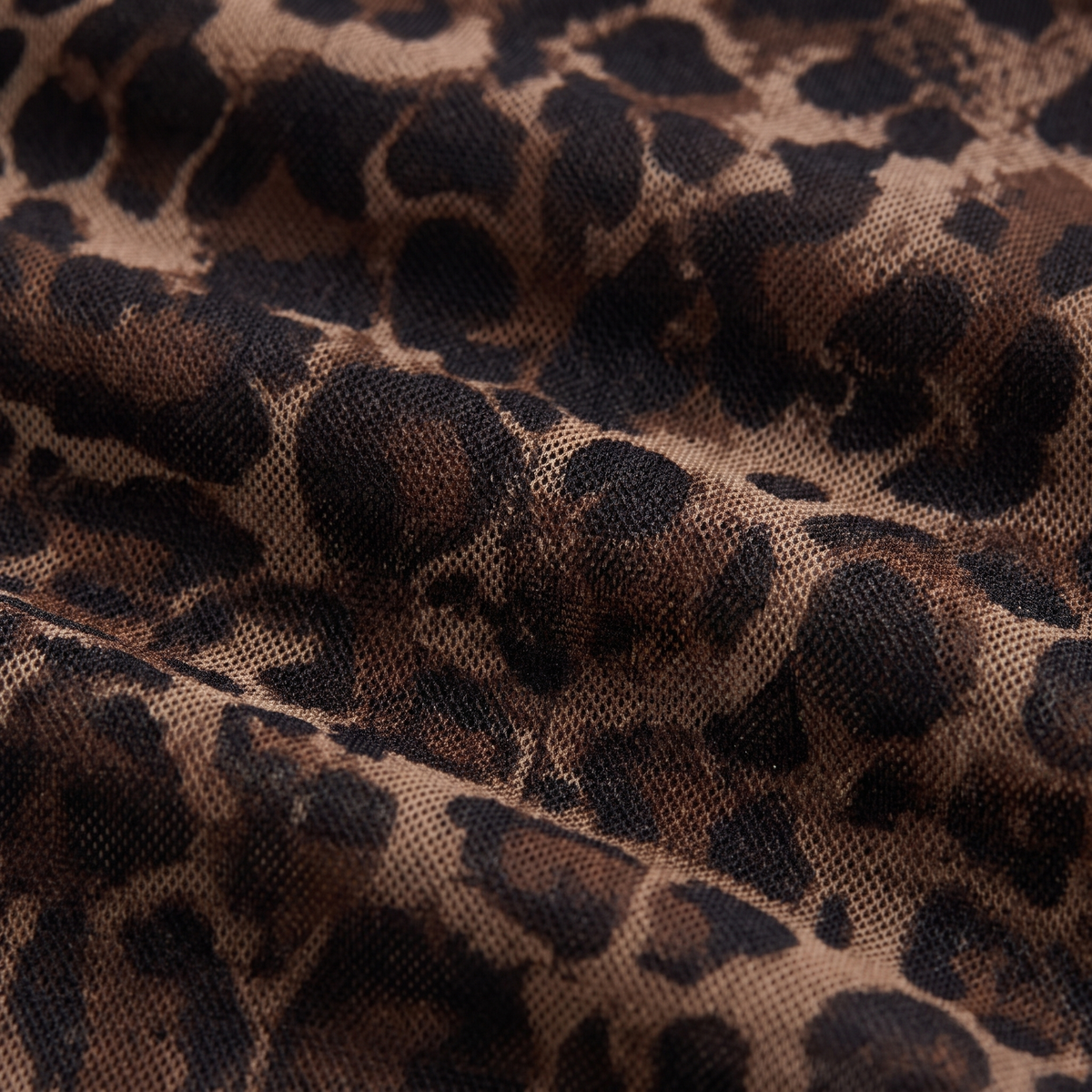 Leonie gown leopard print stretch mesh fabric close-up