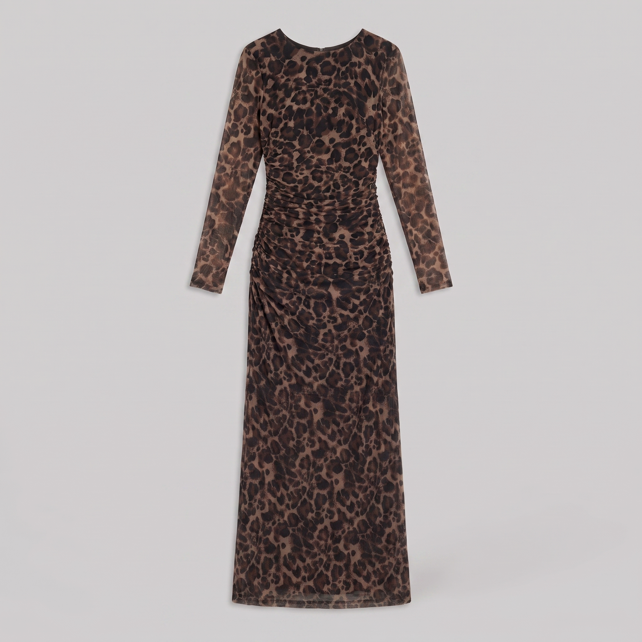 Leonie leopard print fitted gown, flat lay product shot