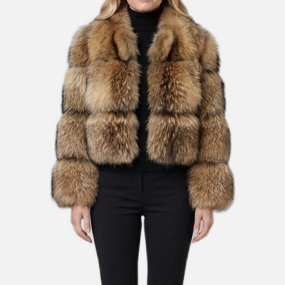 Women's Faux Fur Trim Coat – Mid-Length, Tailored Fit