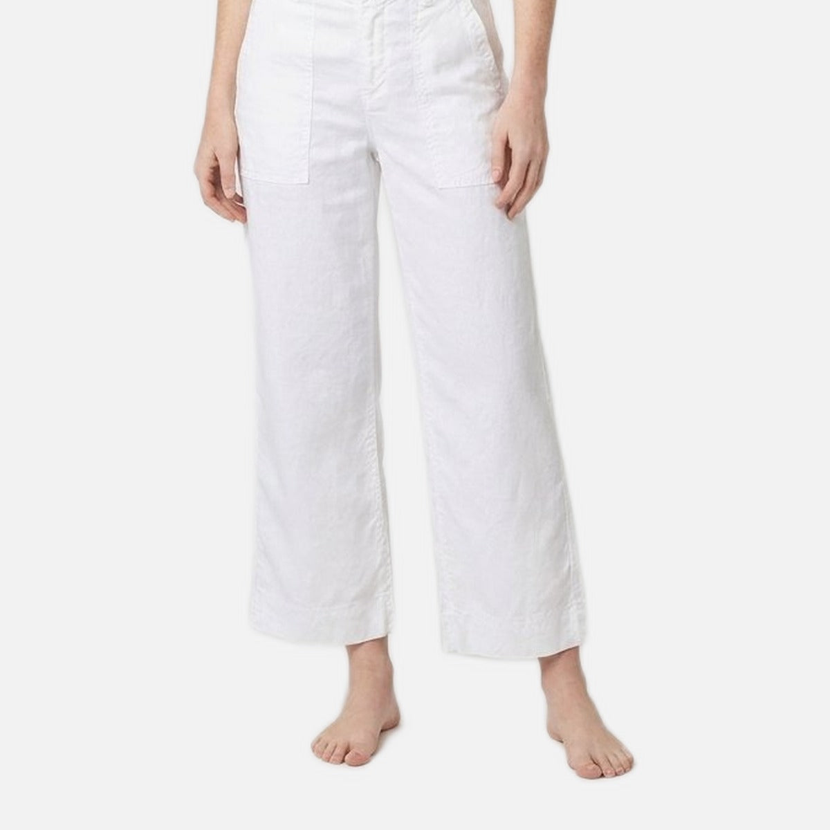 Women's Wide Leg Trousers – Linen Blend, Contour Waistband